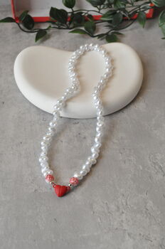 Magnetic Heart Pearl Beaded Necklace, 4 of 5