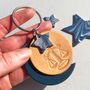Personalised Libra Star Sign Leather Keyring, thumbnail 4 of 5