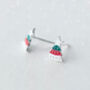 Sterling Silver Christmas Tree Stud Earrings, thumbnail 3 of 6