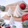 Trio Of Swirl Christmas Trees Decorative Ornament Set, thumbnail 3 of 5