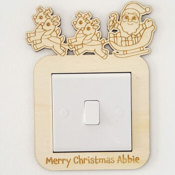 Personalised Sleigh Design Wooden Light Switch Surround Childrens Bedroom Decor, 5 of 5