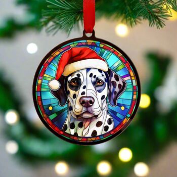 Dalmatian In Santa Hat Suncatcher Decoration, 3 of 6