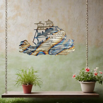 Sailing Ship Metal Wall Art For Nautical Garden And Home Decor Gift, 4 of 10