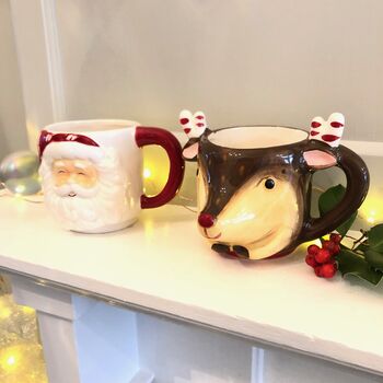 Ceramic Christmas Reindeer Shaped Mug, 7 of 8
