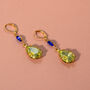 Statement Lime Green And Blue Rhinestone Drop Earrings, thumbnail 1 of 8