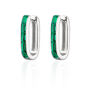 Oval Baguette Hoop Earrings With Green Stones, thumbnail 4 of 5