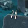 Sterling Silver Baguette Cz Huggie Hoop Earrings, thumbnail 4 of 12
