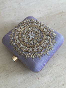 Purple Mandala Design Square Clutch, 3 of 8