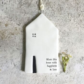 Bless This Home With Happiness And Love East Of India House Shape Hanger, 3 of 3