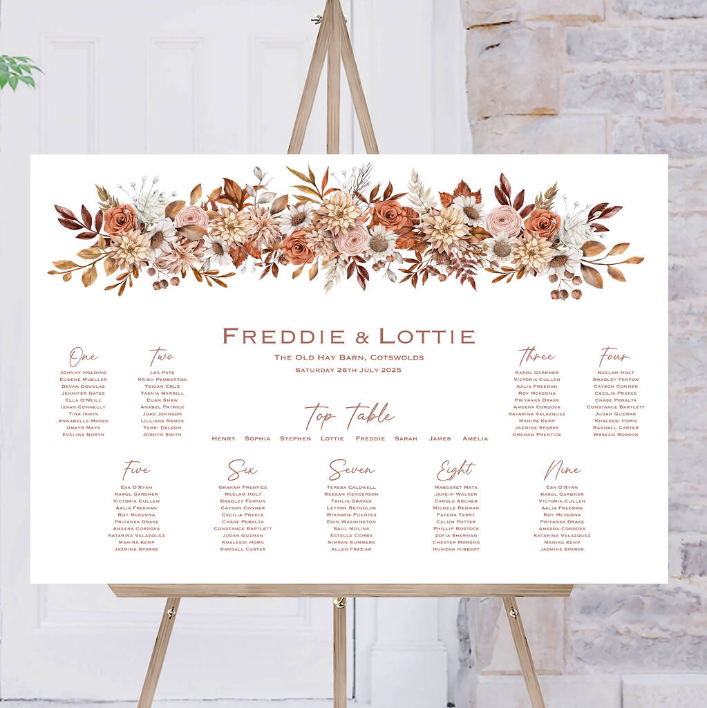 Wedding Table Plan Autumnal Floral, 1 of 7