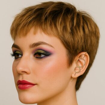Sterling Silver Double Circle Topaz Ear Cuffs, 3 of 8