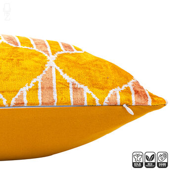 Traditional Yellow Silk Velvet Pillow Cover 40x60cm, 2 of 6