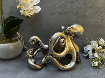 Silver Octopus Wine Bottle Holder Fun Freestanding Rack, 7 of 12