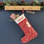 Personalised Red Christmas Stocking With Knitted Cuff, thumbnail 5 of 6