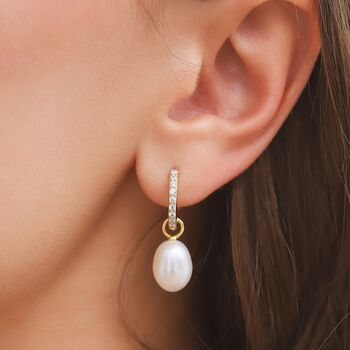 Pearl Hoop Drop Earrings With Removable Pearls In Sterling Silver And Gold, 8 of 12