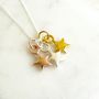 Triple Tiny Star Necklace Mixed Metal, thumbnail 1 of 6