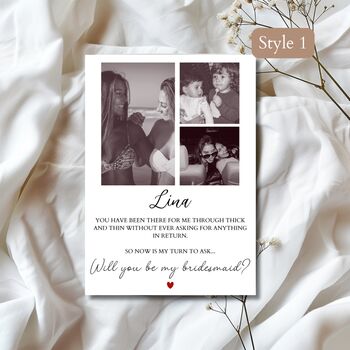 Personalised Bridesmaid Proposal Photo Card, Maid Of Honor Proposal Card, 2 of 4