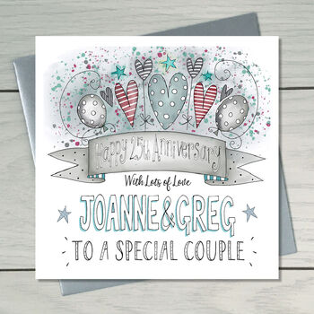 Happy Silver Wedding Anniversary Personalised Card, 2 of 3