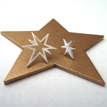 Sterling Silver Mismatched Northern Star Earrings, 3 of 12