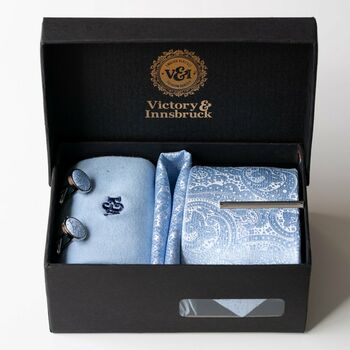 Light Blue Wedding Tie Set And Socks Groomsmen Gift, 4 of 12
