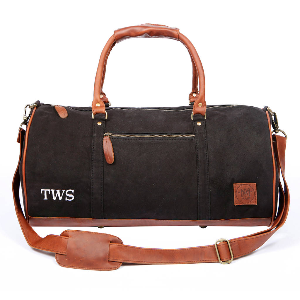 personalised canvas classic duffle bag by mahi leather | www.waterandnature.org