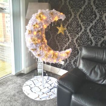 White 5ft Eid Moon Tree And LED Lights, 5 of 10