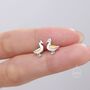 Cute Duck Stud Earrings In Sterling Silver, thumbnail 6 of 12