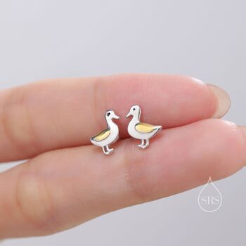 Cute Duck Stud Earrings In Sterling Silver, 6 of 12