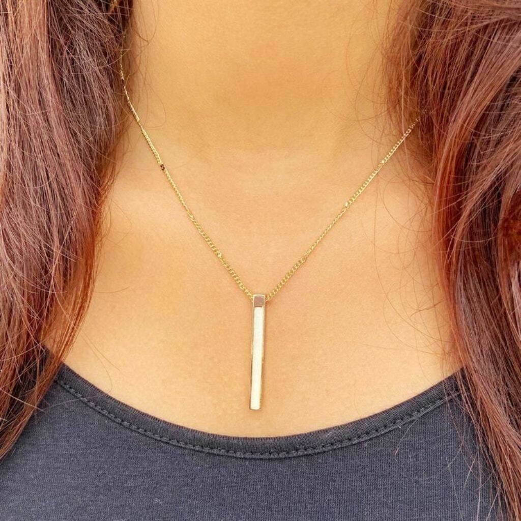 Vertical Long Bar Drop Pendant Lariat Necklace By The Colourful Aura