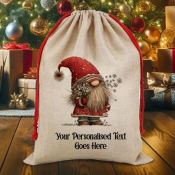 Personalised Christmas Gonk Gnome Gift Sack, 3 of 12
