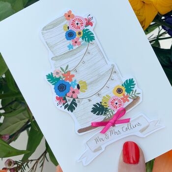 Luxury Personalised Wedding Card With Wedding Cake, 2 of 7