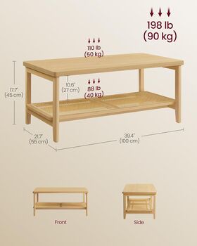 Two Tier Coffee Table Boho Style Pvc Rattan Storage, 2 of 6