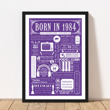 1984 Personalised 40th Birthday Fact Print Gift, 5 of 10