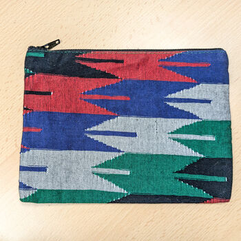 Handwoven Nepali Dhaka Purse, Fair Trade Zipper Pouches, Colourful Bags, 6 of 9