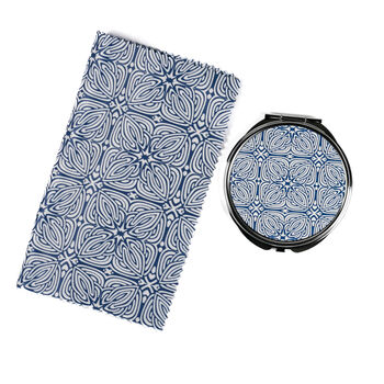 Blue White Celtic Knot Handbag Mirror And Lens Cloth, 6 of 12