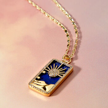 Pearl Or Lapis Sun Pendant On Gold Filled Chain, 2 of 9