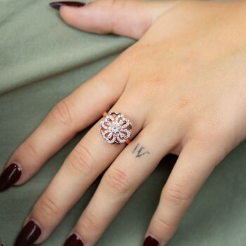 Rotating Spinner Clover Floral Fidget Rotating Shamrock Ring, 2 of 4