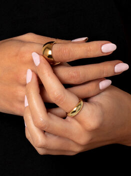 Gold Thick Solid Dome Ring Smooth Band, 3 of 4