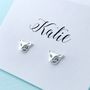 Personalised Silver Cat Face Earrings, thumbnail 1 of 3