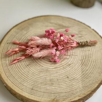 Personalised Pink Dried Flowers Mother's Day Posy, 3 of 5