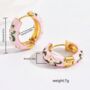 Pink Cloisonné Flower Hoop Earrings, thumbnail 4 of 4