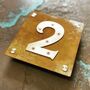 Double Layer Corten Steel House Number, thumbnail 1 of 12