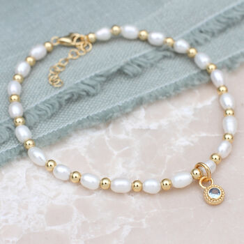 Personalised Birthstone And Freshwater Pearl Bracelet, 2 of 8