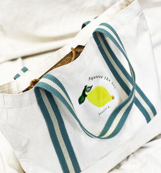 Squeeze The Day Personalised Organic Boat Bag, 3 of 4
