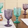Set Of Four Embossed Coloured Wine Glasses, thumbnail 4 of 8