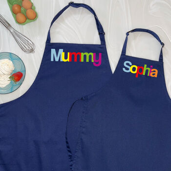 Personalised Mummy And Me Multicoloured Aprons, 2 of 2