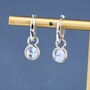 Dangle Moonstone Huggie Hoop In Sterling Silver, thumbnail 7 of 12