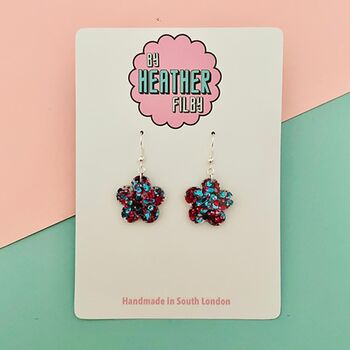 Glitter Mini Flower Earrings *More Colours Available*, 2 of 3