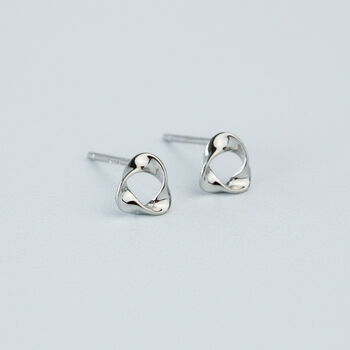 Sterling Silver Tiny Twisted Triangle Stud Earrings, 2 of 5