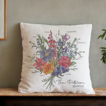 Personalised Family Birth Month Flower Cushion, 2 of 8